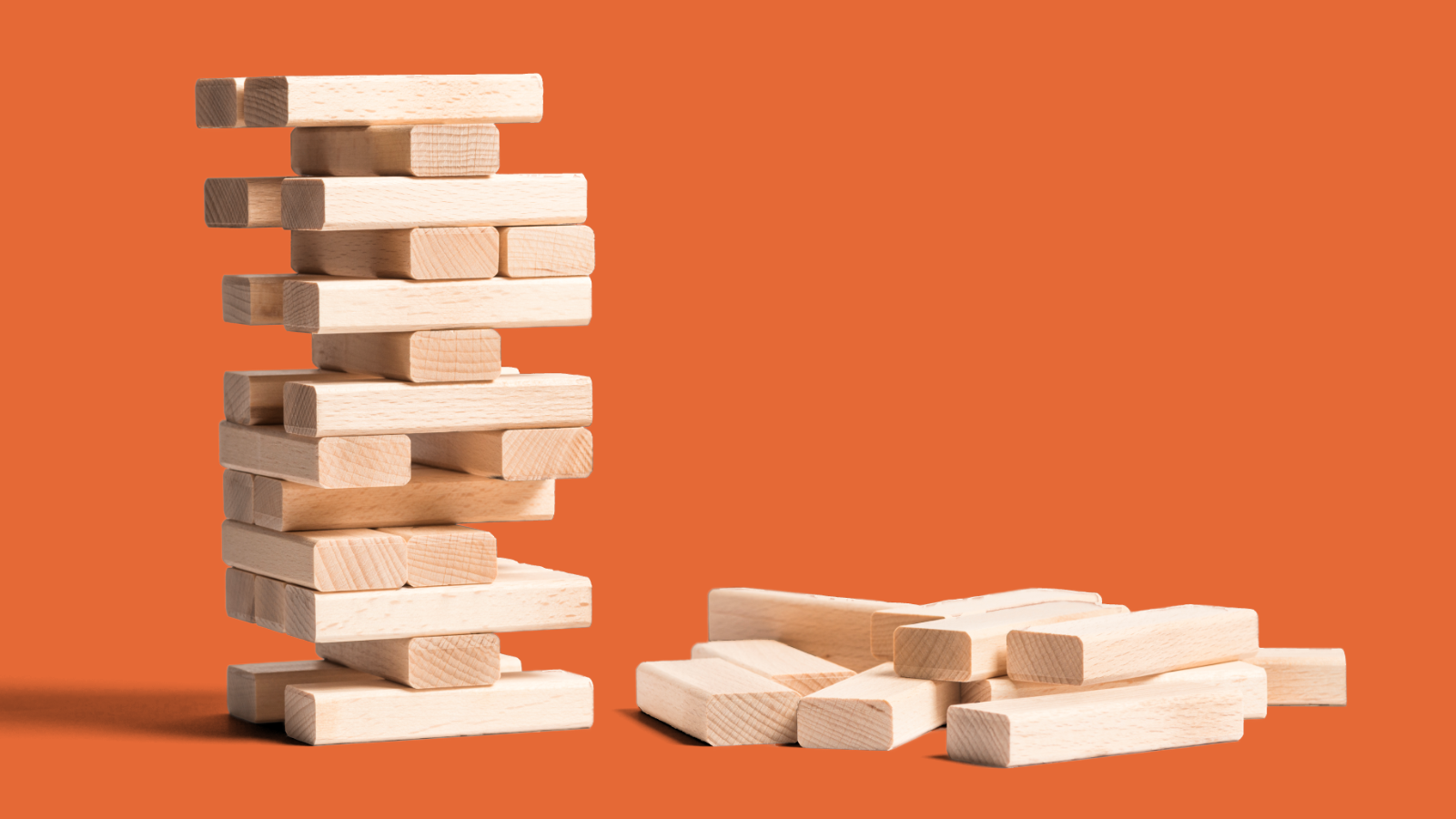 A tower of wooden blocks.